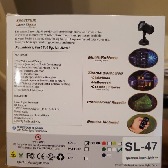 SL-47 White Laser Light - Full 7 Color Spectrum with Bluetooth Speaker - 2nd GEN